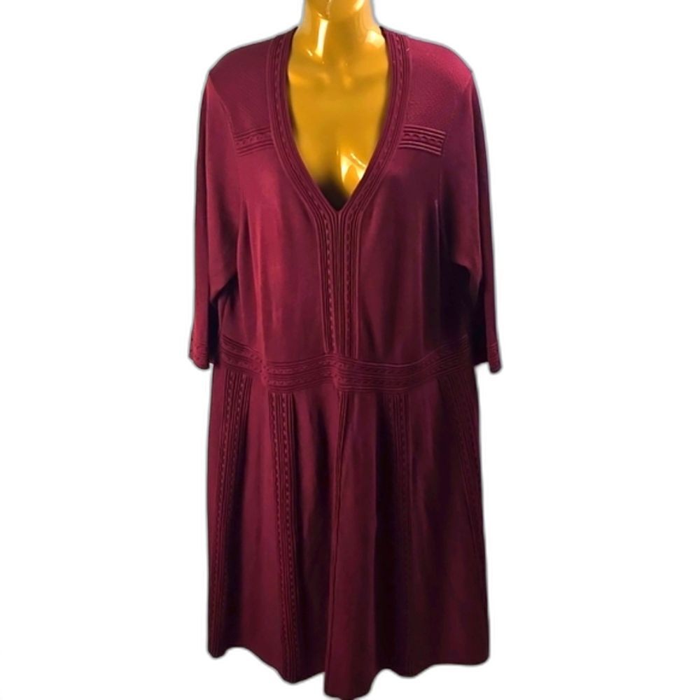 Lane Bryant Burgundy Ribbed Knit Dress Sz 22 / 24 - Nwt